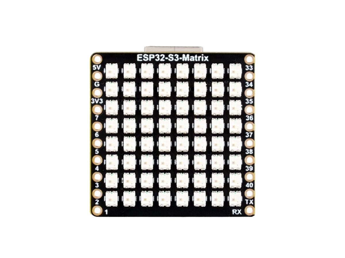 WaveShare ESP32-S3 Udviklingskort, 8x8 RGB LED Matrix og QMI8658C Attitude Sensor