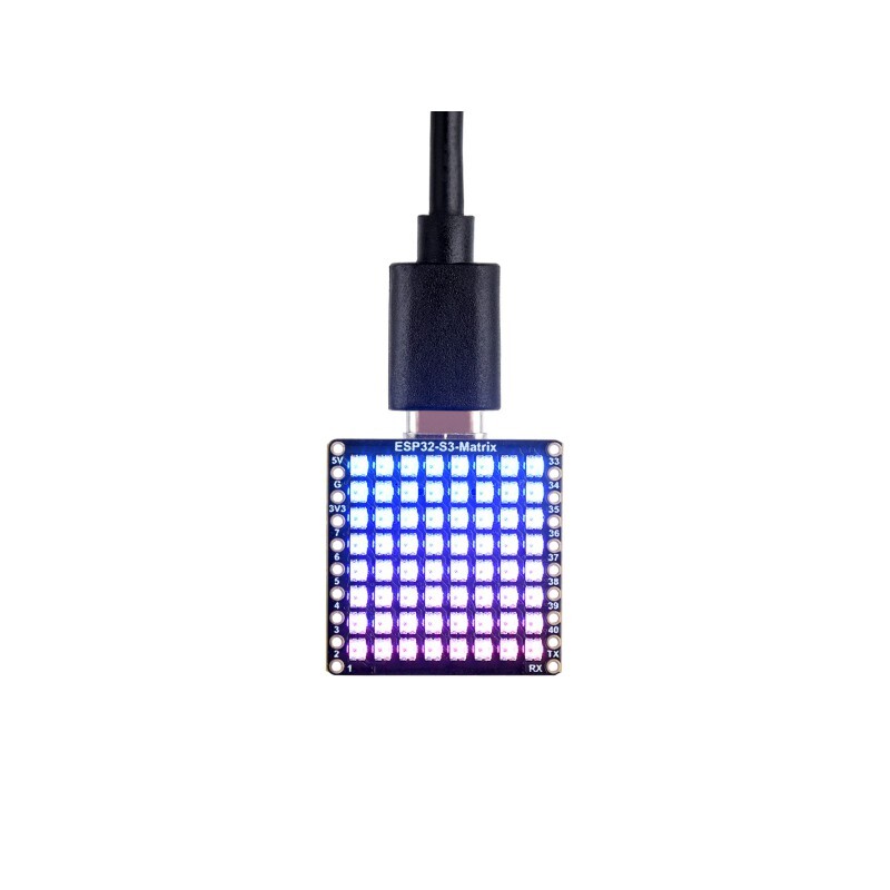 WaveShare ESP32-S3 Udviklingskort, 8x8 RGB LED Matrix og QMI8658C Attitude Sensor