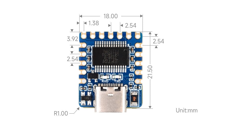 WaveShare USB til UART (TTL) Mini Kommunikationsmodul, forudmonteret