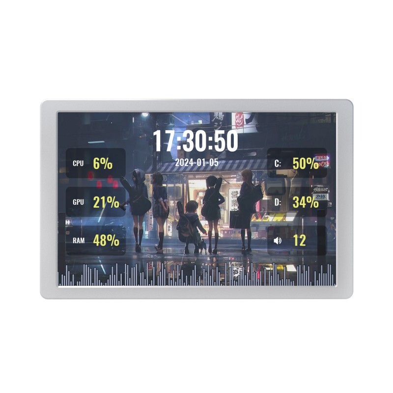 WaveShare 8 Zoll USB Monitor AIO LCD-skærm 1280x800 Sølv CNC Metal Kabinet IPS Type-C