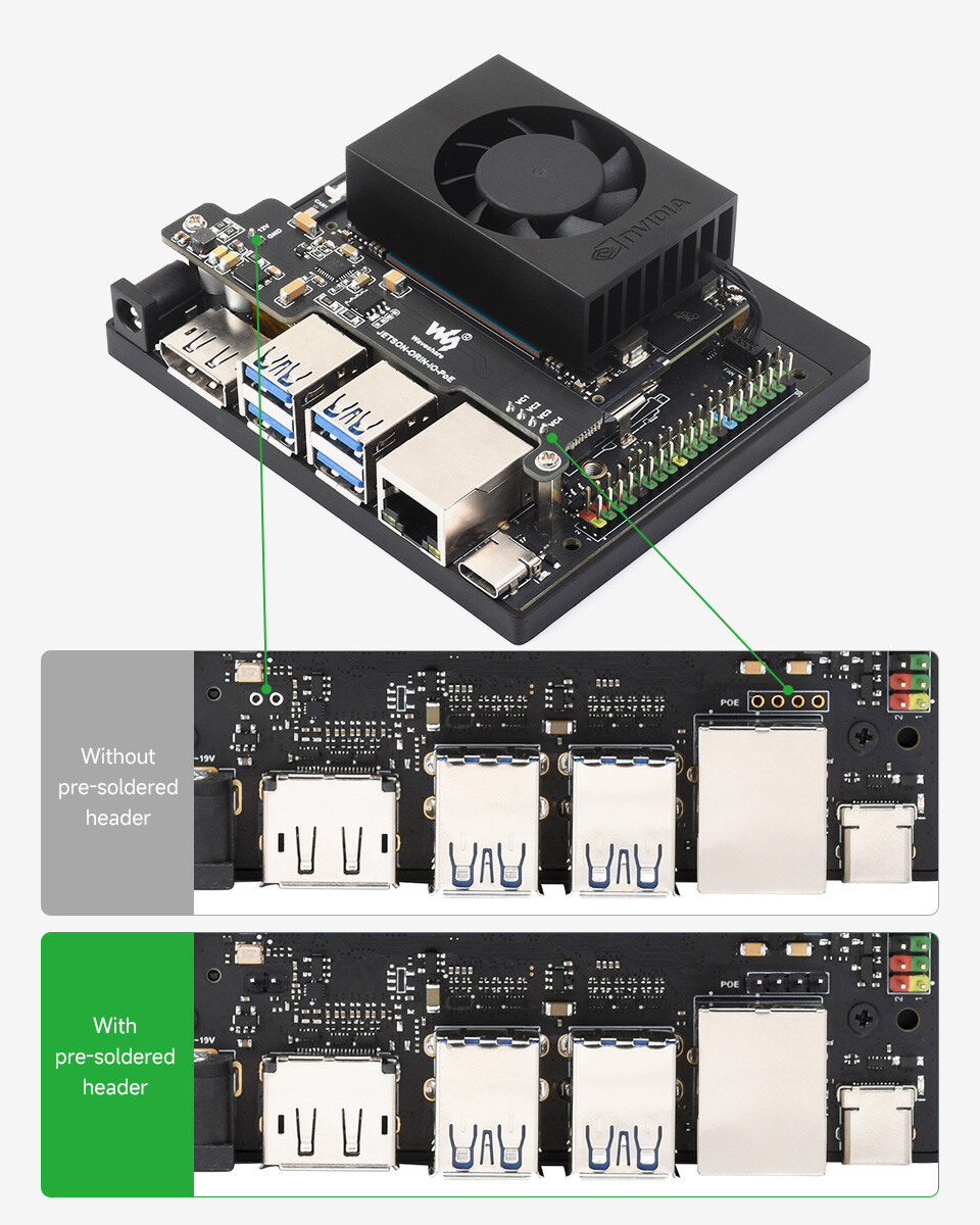 WaveShare PoE udvidelseskort til NVIDIA Jetson Orin Nano/NX