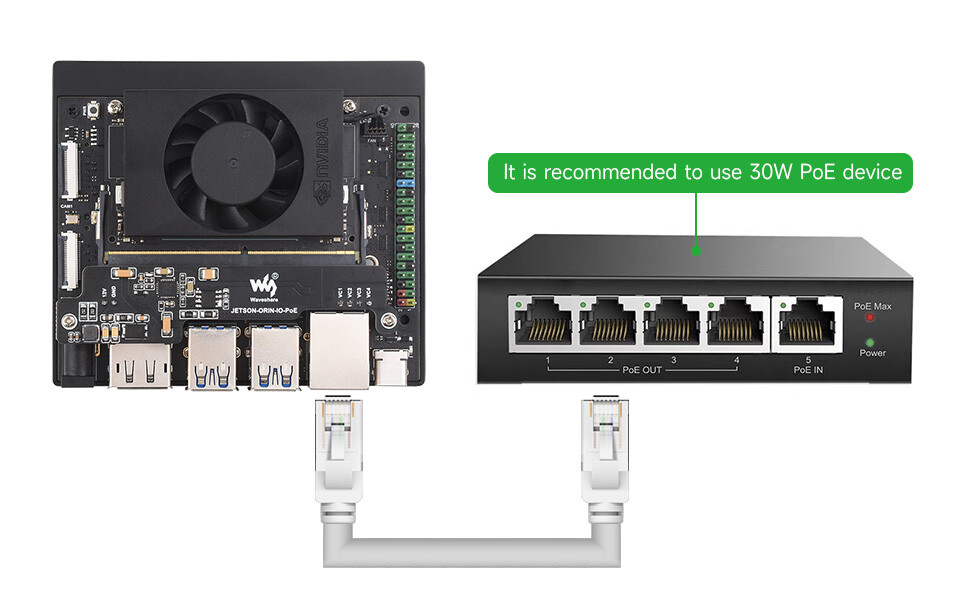 WaveShare PoE udvidelseskort til NVIDIA Jetson Orin Nano/NX