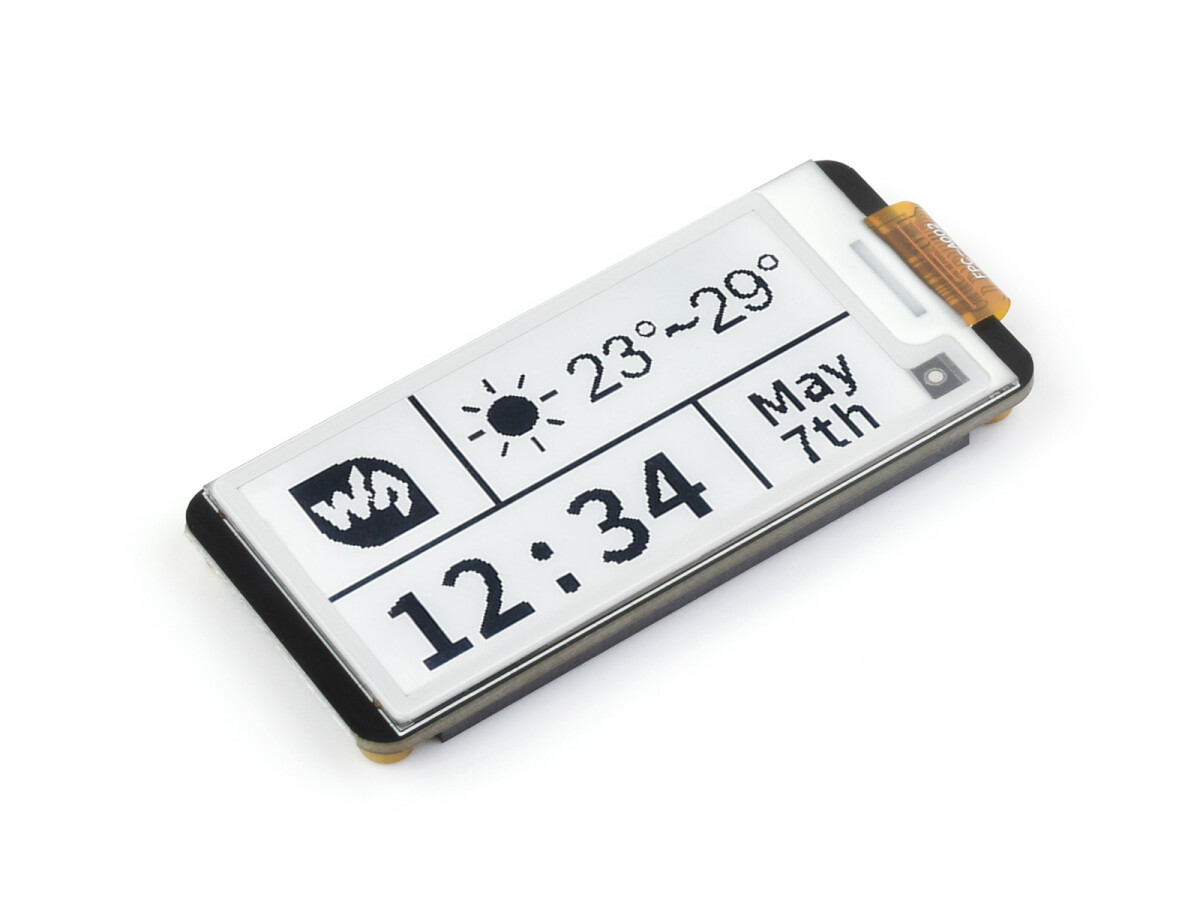 WaveShare 2,13 Zoll E-Paper HAT+ til Raspberry Pi med SPI-interface 250x122
