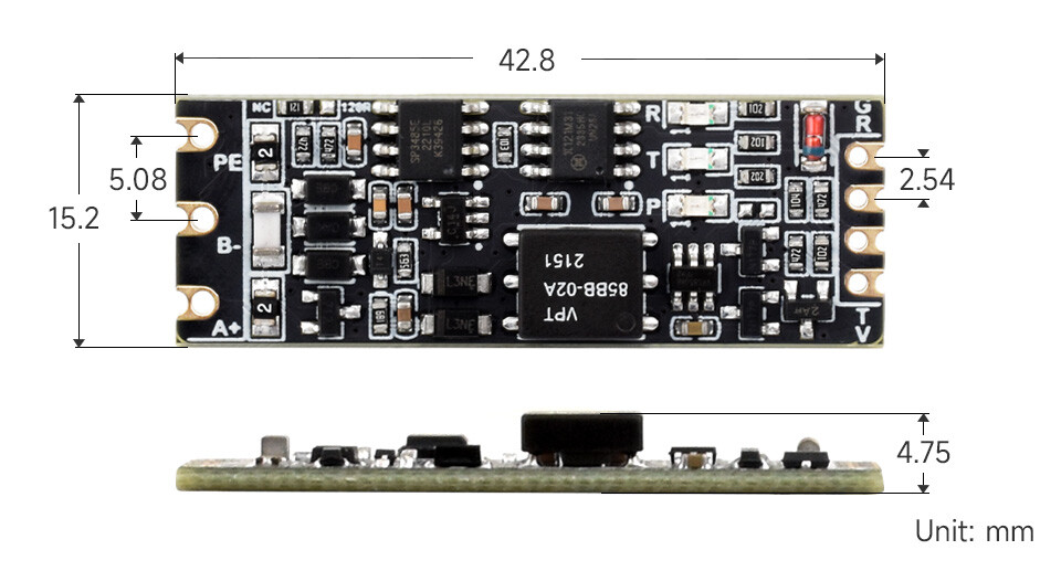 WaveShare TTL til RS485 (C) Galvanisk isoleret converter Halv-duplex kommunikation, lynsikker, overspændingsbeskyttelse