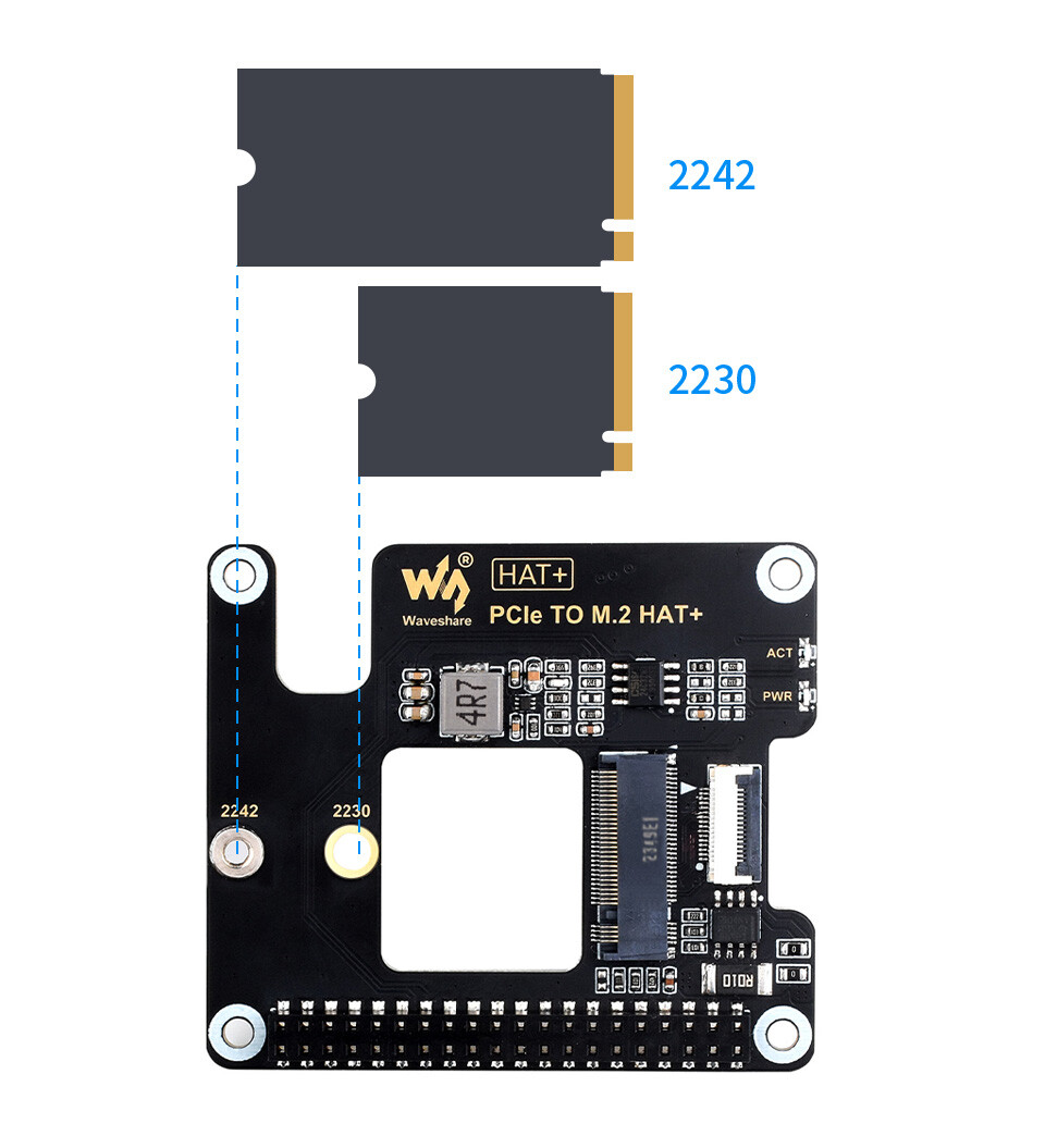 WaveShare PCIe zu M.2 Adapter Basic Kit med 256 GB SSD til Raspberry Pi 5