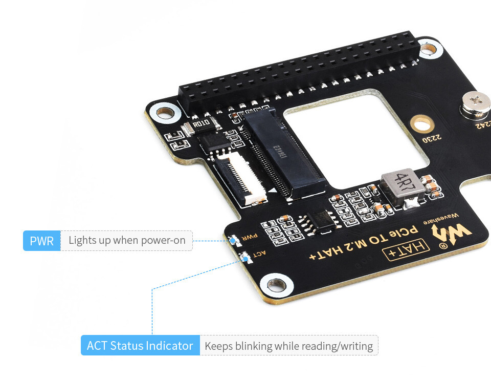 WaveShare PCIe zu M.2 Adapter Basic Kit med 256 GB SSD til Raspberry Pi 5