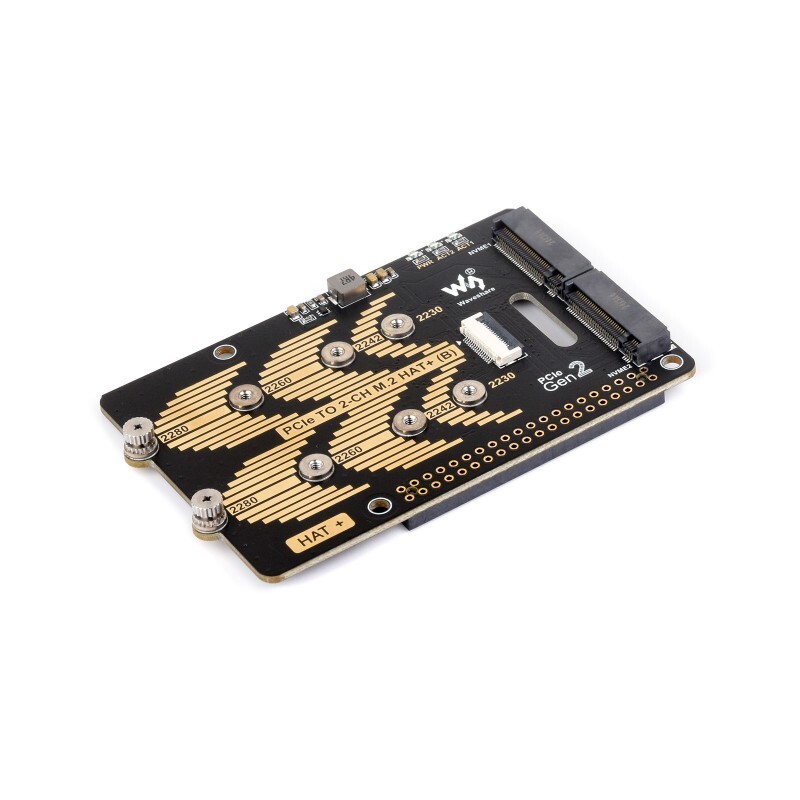 Waveshare PCIe To 2-Ch M.2 Adapter Type B for Raspberry Pi 5