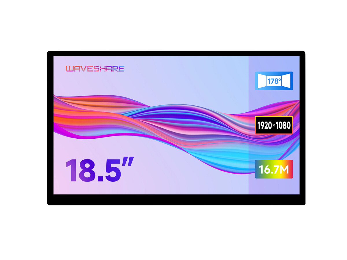 WaveShare 18,5 Zoll Kapazitiver Touch-Display 1920x1080 Full HD Kompatibel med Raspberry Pi Jetson Nano PC