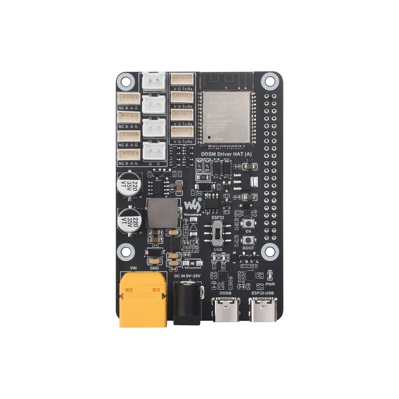 Waveshare DDSM Driver HAT Direkte Servomotor Driver Bord, integrerer ESP32 og kontrolkredsløb