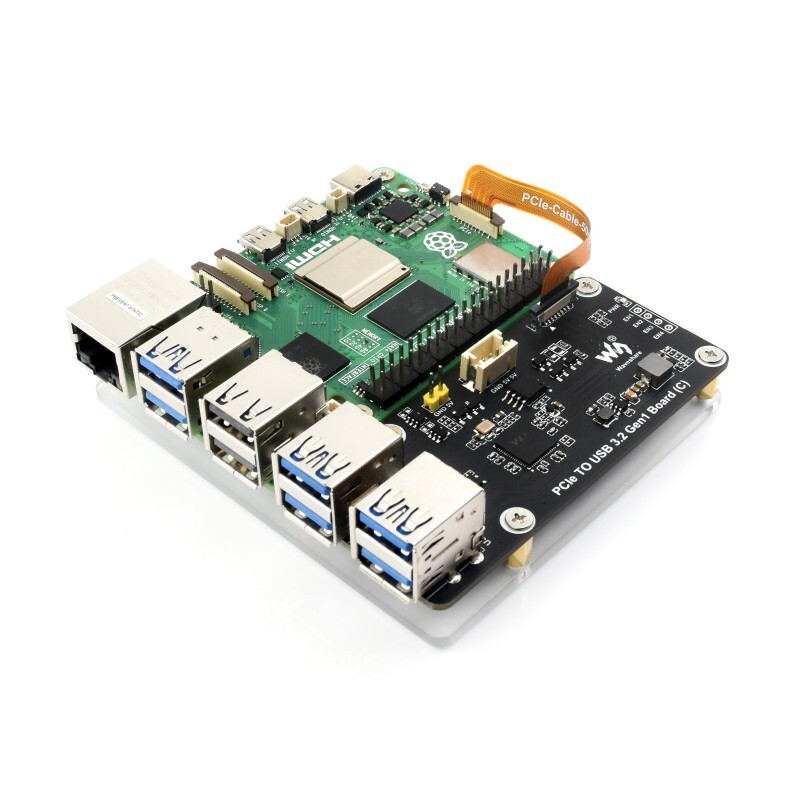 Waveshare PCIe To 4-Ch USB3.2 Gen1 Board (C) Til Raspberry Pi 5