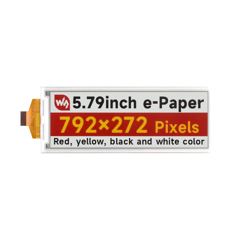 WaveShare 5,79 Zoll E-Paper Display (G) 792x272 Rohdisplay SPI-Interface Rot/Gelb/Schwarz/Weiß