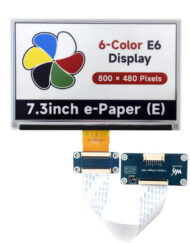WaveShare 7,3 Zoll 6-farvet E-Paper Display 800x480 med Driver HAT SPI