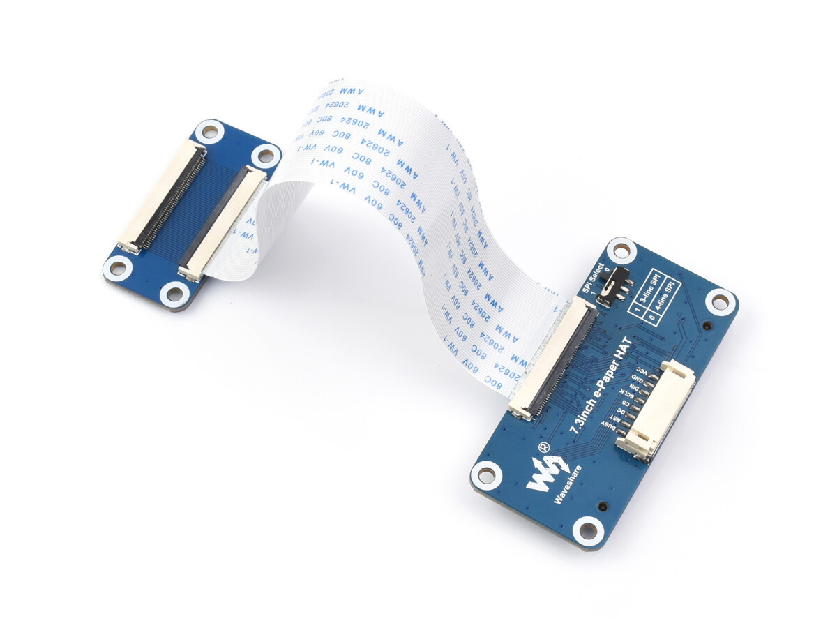 WaveShare 7,3 Zoll 6-farvet E-Paper Display 800x480 med Driver HAT SPI