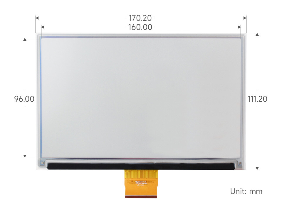 WaveShare 7,3 Zoll 6-farvet E-Paper Display 800x480 med Driver HAT SPI