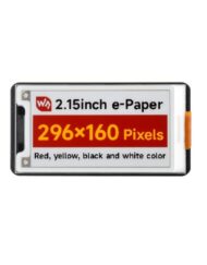 #Udsolgt Waveshare 2.15 Zoll e-Papirdisplay (G), E-Ink Display, 296x160, Rød/Gul/Sort/Hvid, SPI-interface