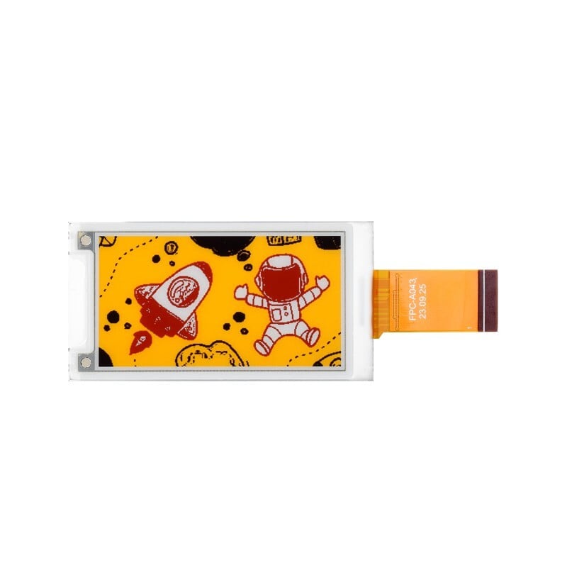 Waveshare 2.15 Zoll e-Papirdisplay (G), E-Ink display, 296x160, Rød/Gul/Sort/Hvid, SPI-interface
