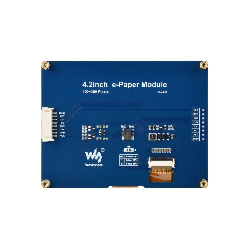 Waveshare 4,2 Zoll e-Paper Display (G), 400x300, Rød/Gul/Sort/Hvid, SPI-interface