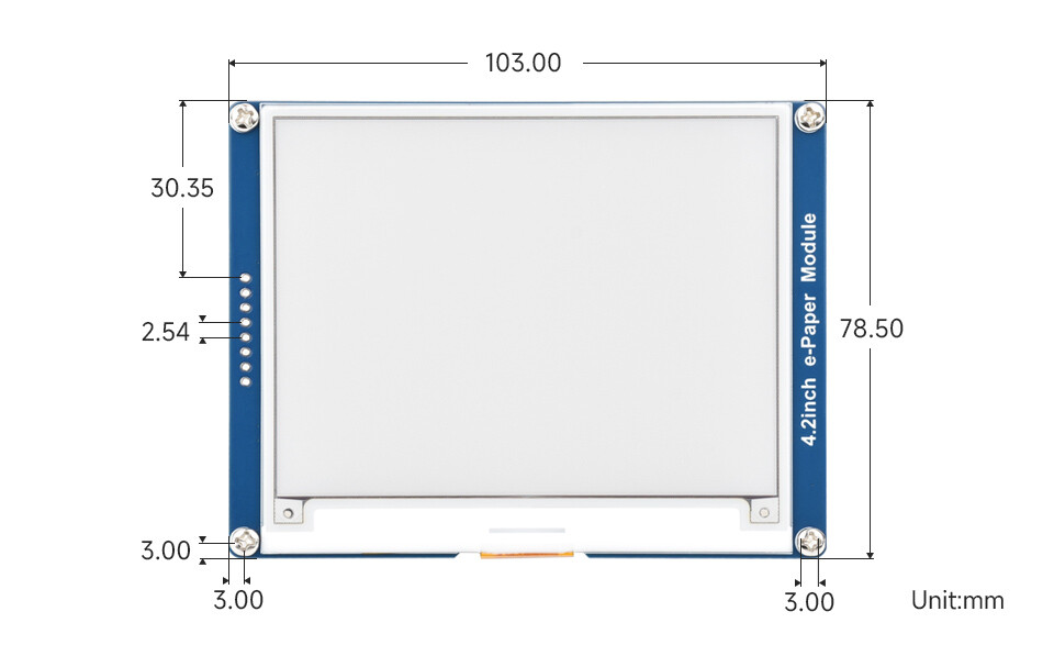 Waveshare 4,2 Zoll e-Paper Display (G), 400x300, Rød/Gul/Sort/Hvid, SPI-interface