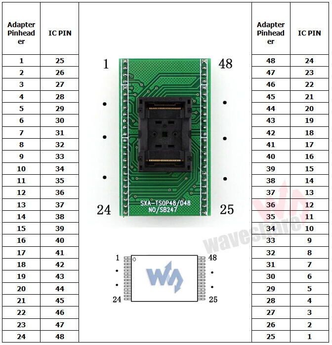 WaveShare TSOP48 TO DIP48 (A), Programmer adapter