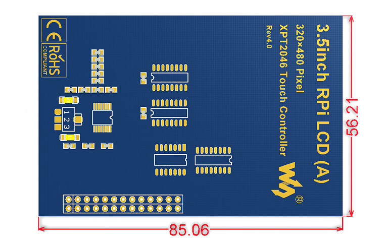 Waveshare 3,5 Zoll TFT LCD-display 480x320 Resistiv berøringsskærm til Raspberry Pi