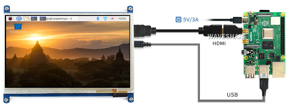 Waveshare 7 zoll Kapazitiver Touchscreen LCD (B) 800x480 HDMI Schnittstelle