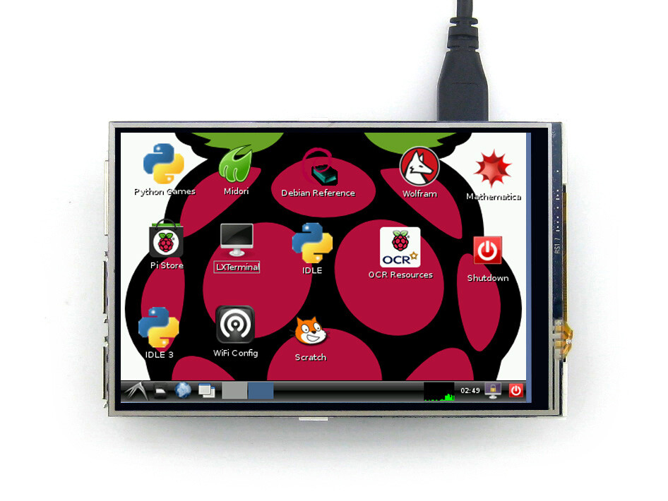 Waveshare 4-toms LCD-display 480x320 resistiv berøringsskærm til Raspberry Pi