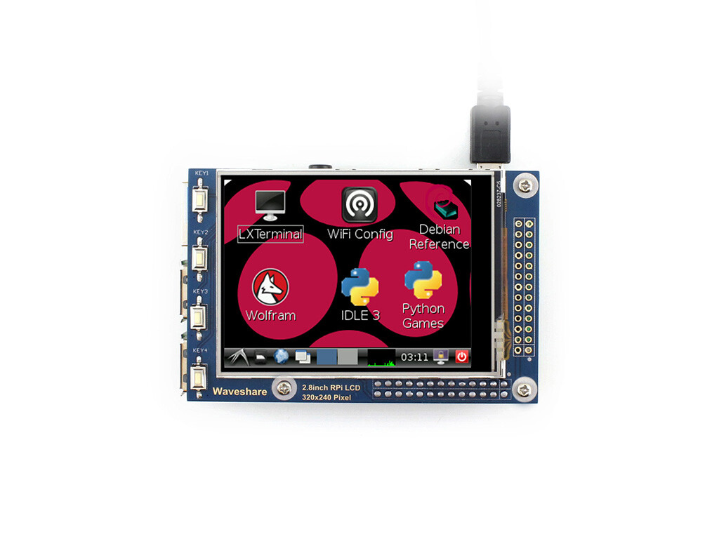 Waveshare 2,8 Zoll Raspberry Pi Display 320x240 Resistivt touchskærm TFT LCD (A)