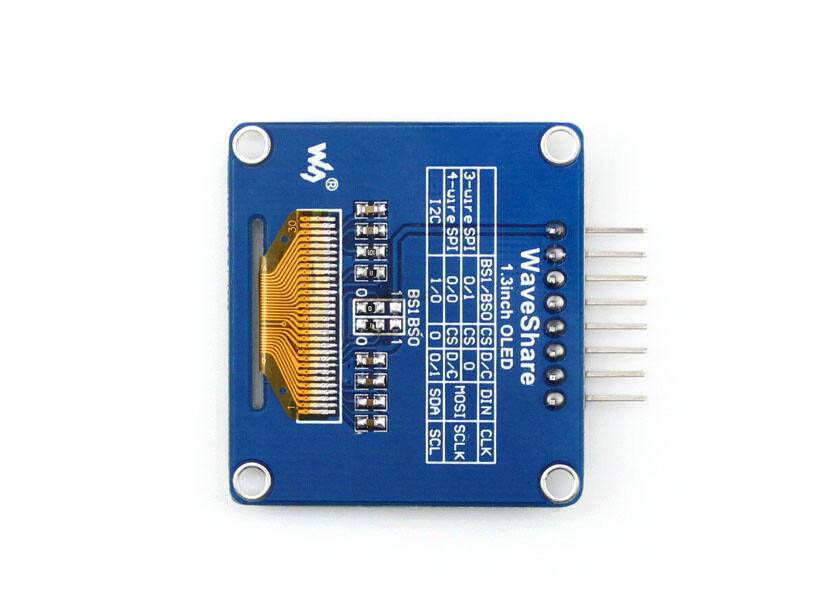 Waveshare 1,3 Zoll 128x64 OLED SPI I2C-interfaces horisontal stik SH1106