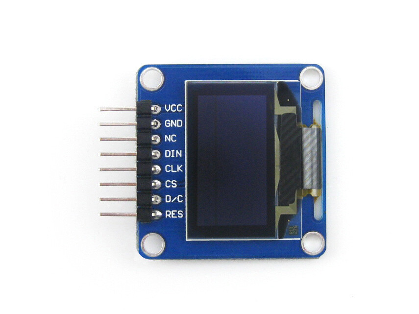 Waveshare 0,96 Zoll 128x64 OLED SPI I2C Interfaces horisontal pinheader SSD1306
