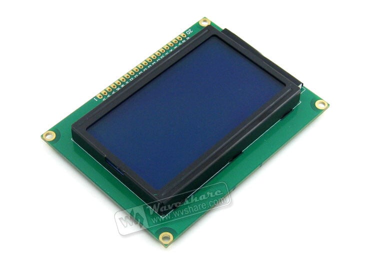 WaveShare LCD12864-ST (3,3V Blå baggrundsbelysning)