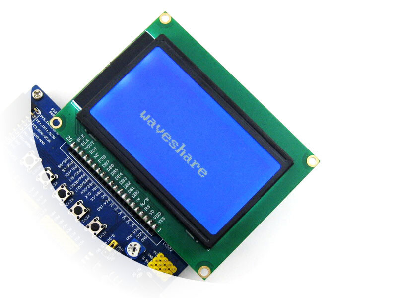 WaveShare LCD12864-ST (3,3V Blå baggrundsbelysning)