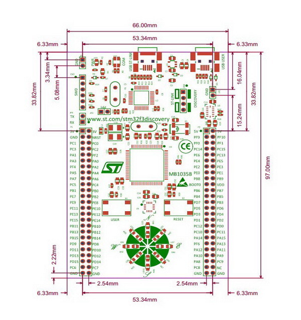 STM32F3DISCOVERY Discovery Kit til STM32F3-serien