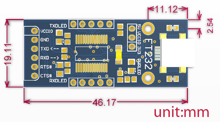Waveshare FTDI FT232 USB UART Bord (mini) USB TIL UART løsning med USB mini stik