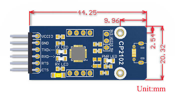 Waveshare CP2102 USB til UART-modul med Micro USB-stik