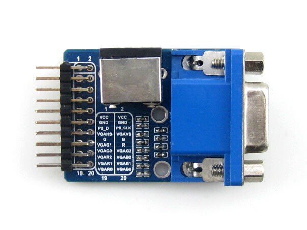 Waveshare VGA PS2 Bord Tilbehørspanel til test af VGA-, PS2-interfaces