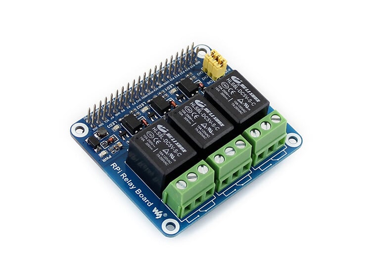 Waveshare 3-Kanal Relæmodul med LED, 5V 250VAC eller 30VDC til Raspberry Pi