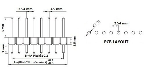 Single Double Row Pin Male Header Stiftleiste Strip 1x40 Pin Gerade(A) 5 stk
