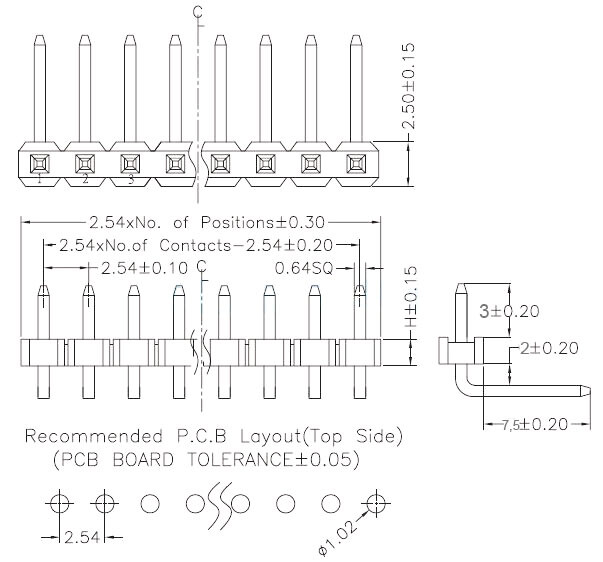 Single Double Row Pin Male Header Stiftleiste Strip 1x40 Pin Rektangulær 5 stk