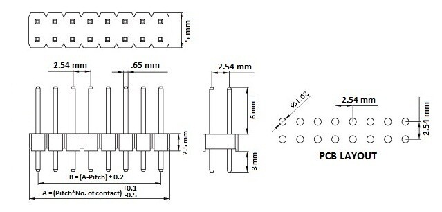 Single Double Row Pin Male Header Stiftleiste Strip 2x40 Pin Gerade 5 Stück