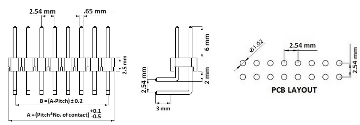 Single Double Row Pin Male Header Stiftleiste Strip 2x40 Pin Rektangulær 5 stk