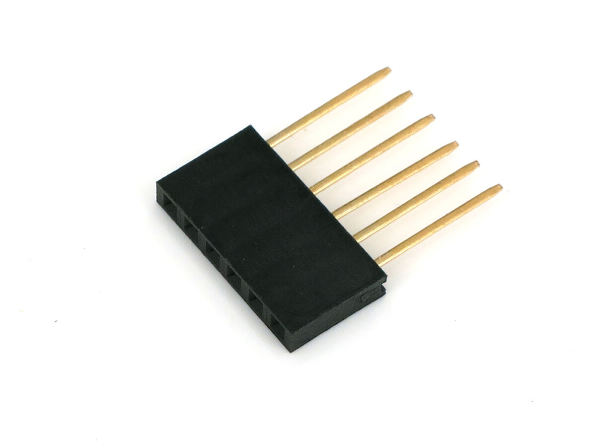 Single Double Row Pin Female Header Buchse, 1x6 Pin, lige og lang, 5 styk