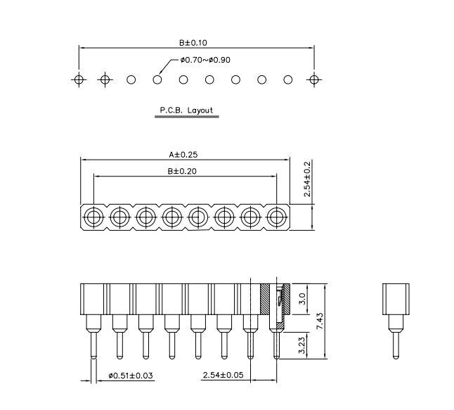 Single Double Row Pin Female Header Buchse, 1x40 Pins, rund, 5 styk