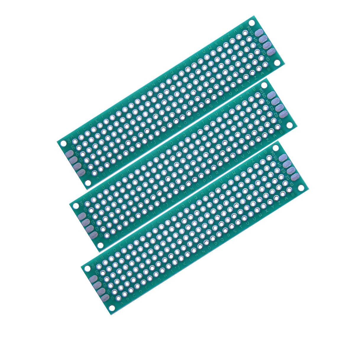 Lochrasterplatine 20x80mm Eksperimentel plade Lødeplade Prototyp Printed Circuit Board PCB (3 stykker)