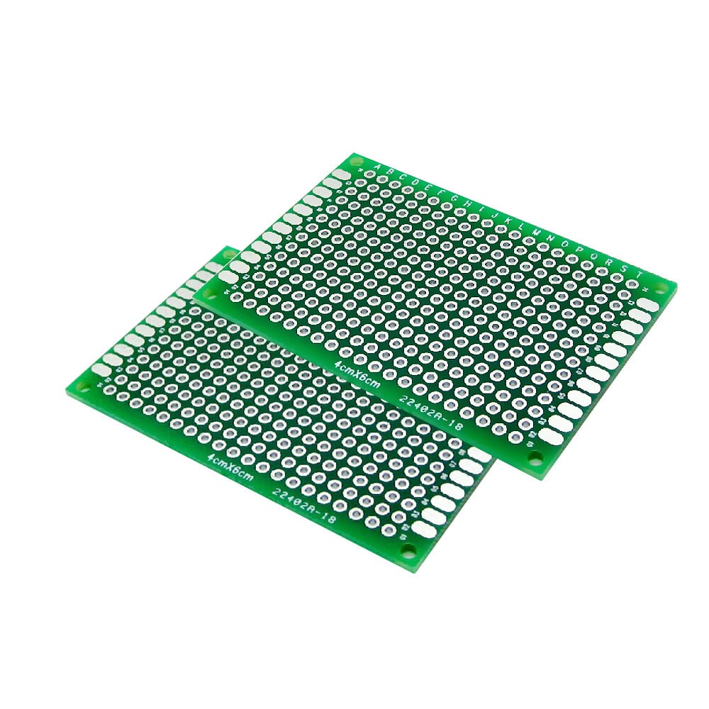 Lochrasterplatine 40x60mm Eksperimentel plade Lødeplade Prototyp Printed Circuit Board PCB (2 stykker)