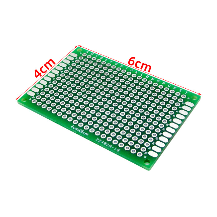 Lochrasterplatine 40x60mm Eksperimentel plade Lødeplade Prototyp Printed Circuit Board PCB (2 stykker)