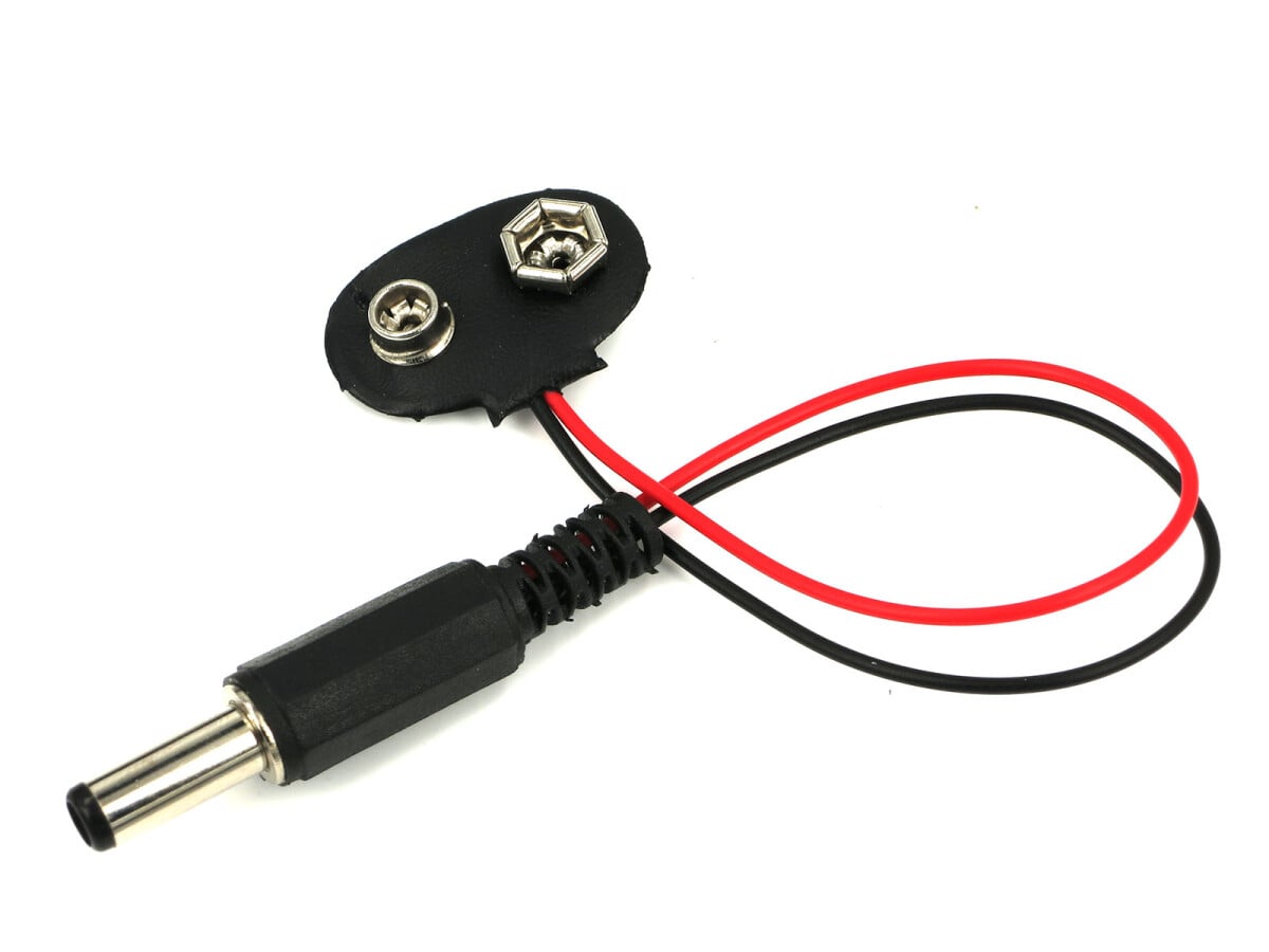 9V Batteriklemme med DC 5,5 x 2,1 mm stik