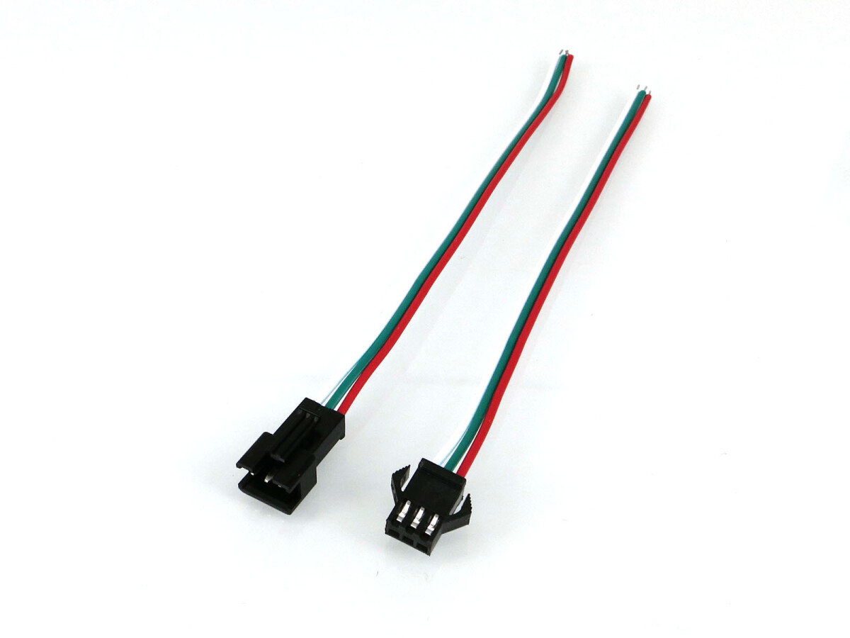 1 Par 15 cm kabel med 3 stifter JST SM kontaktstik/stik til RGB LED-strips
