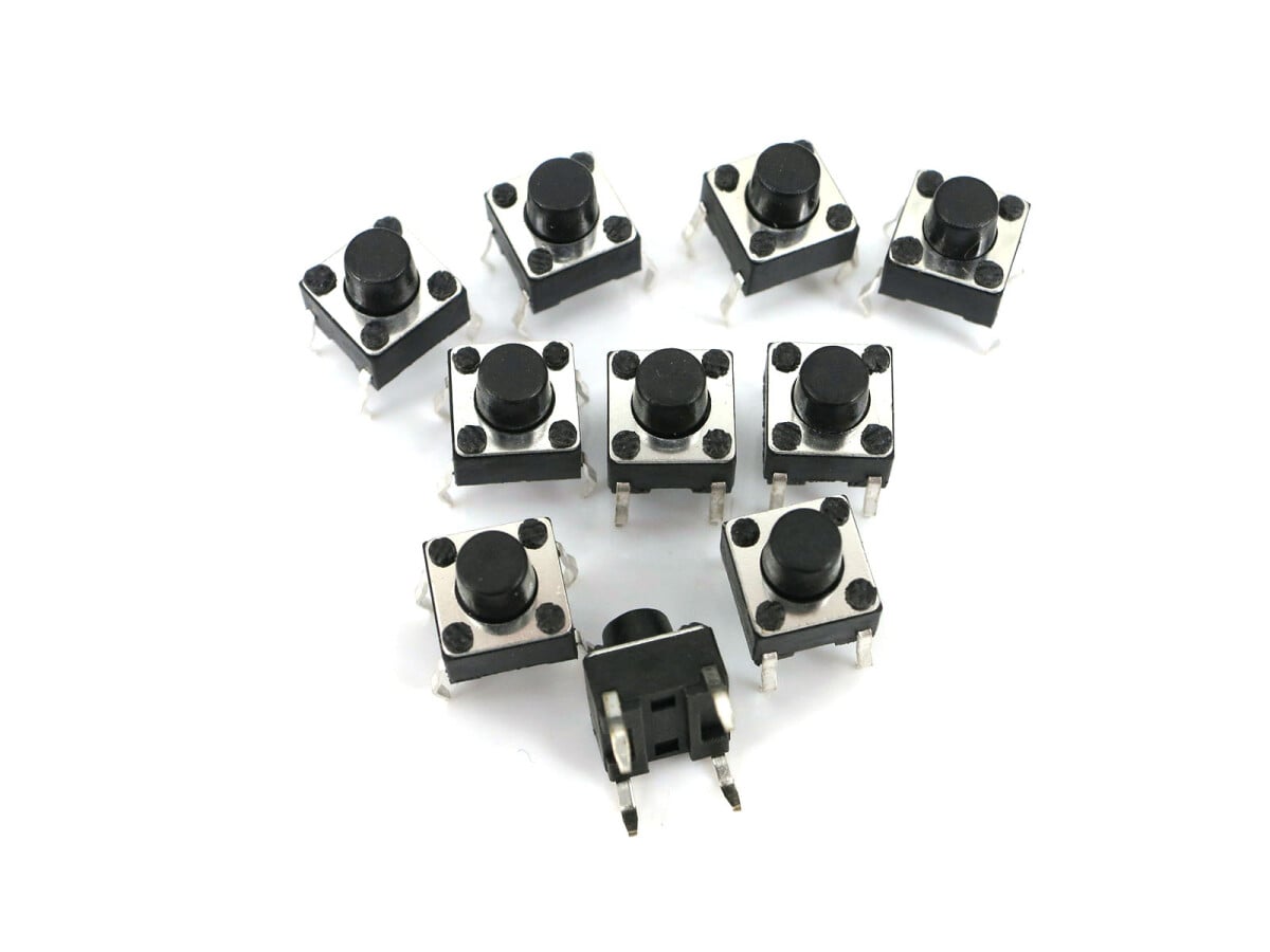 10 stk. 6x6x6 mm DIP-4 mini tryktaster, inputtaster, AC 250V DC 12V 50mA