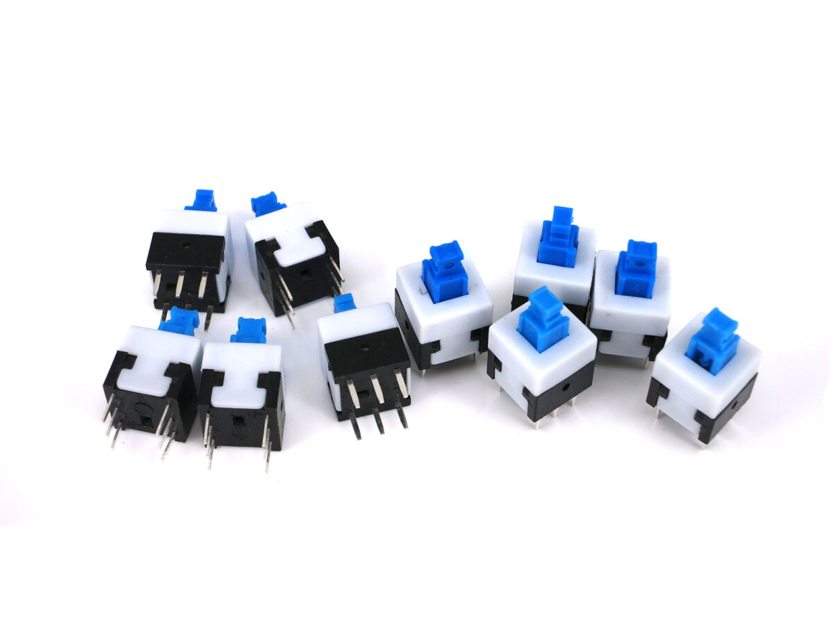 10 stk. 12,5x8x8 mm 6-pole Miniatur Selvmonterende Taster-Skifter Indgangstaster