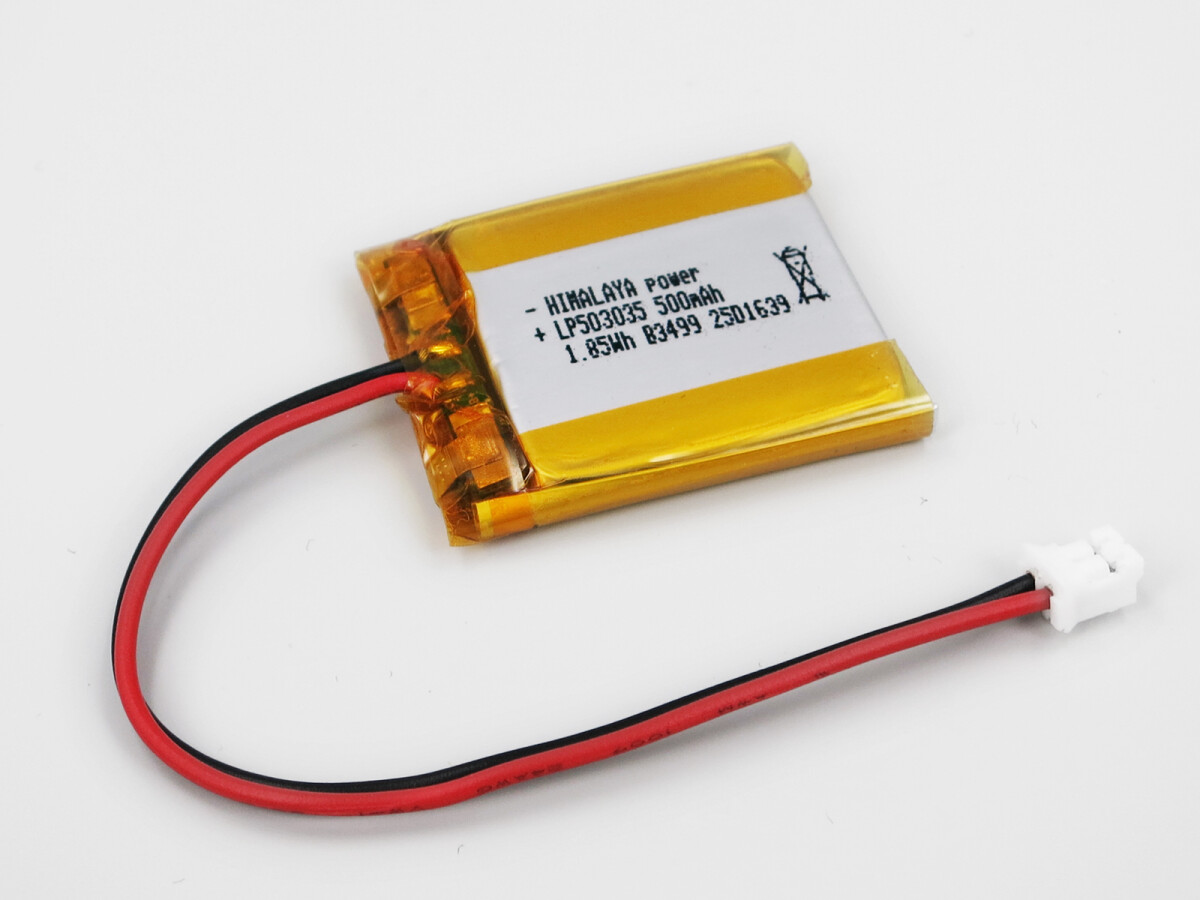 LiPo-Batteri, Lithium-Ion Polymer batteri 3,7V 500mAh med JST-PHR-2 stik LP503035